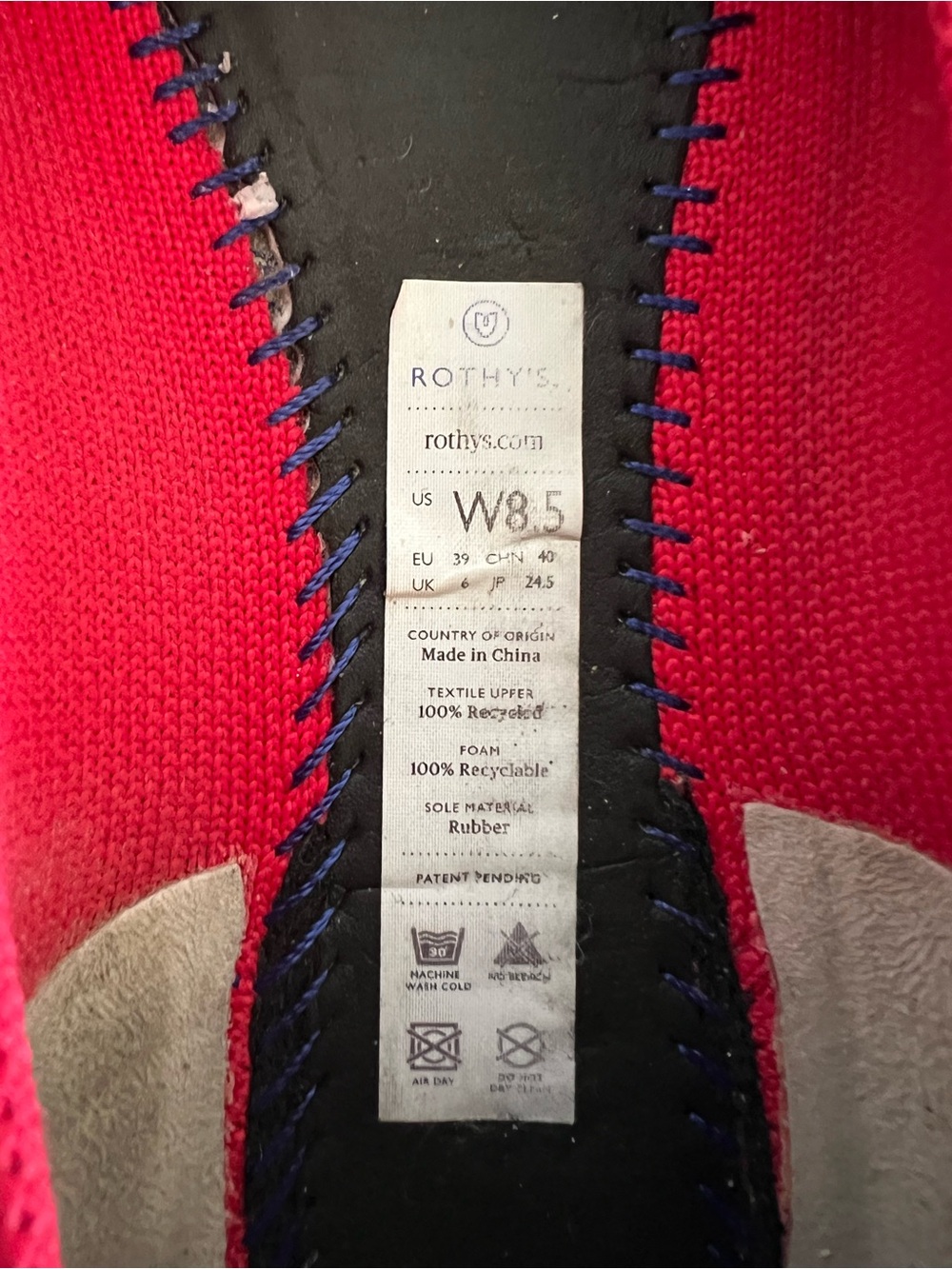 Rothy's The Point Slip On Ballet Flats in Bright Red, size 8.5 - Picture 9 of 13